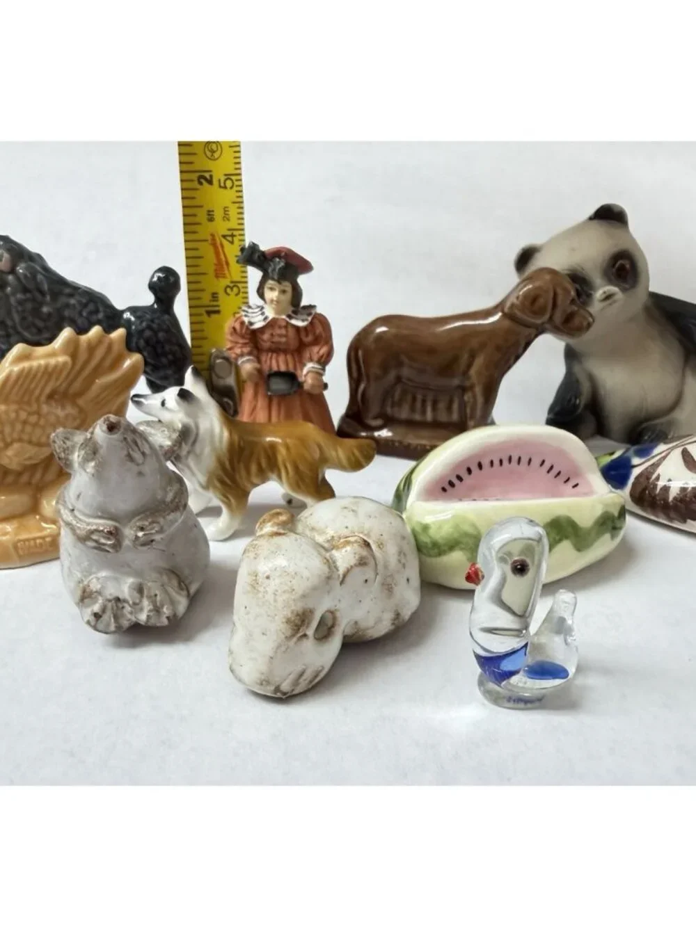 Lot 11 Mini Figures Wade Whimsies Panda Mouse Talavera Collie Poodle Bird Fish